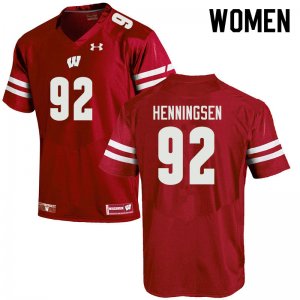Women's Wisconsin Badgers NCAA #92 Matt Henningsen Red Authentic Under Armour Stitched College Football Jersey ZW31L44GN